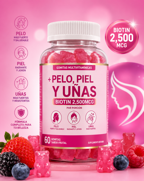 GOMITAS MULTIVITAMINICAS + PELO, PIEL Y UÑAS BIOTIN 2,500MCG